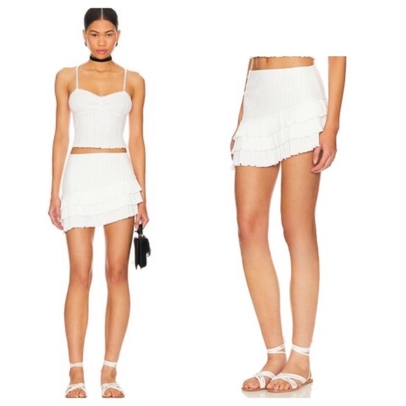 New! Majorelle 'Isadora' White  Asymmetric Mini Ruffled Skirt Size 🤍 Small NWT! - Picture 1 of 11